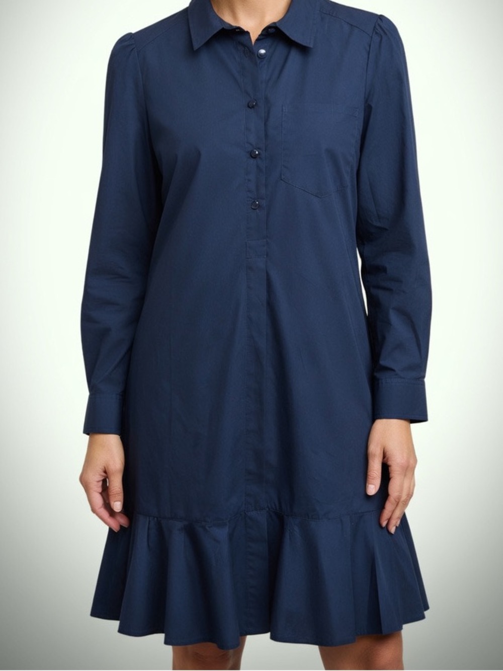Cynthia Rowley Navy Long Sleeve Shirt Dress with Side Pockets SZ XL